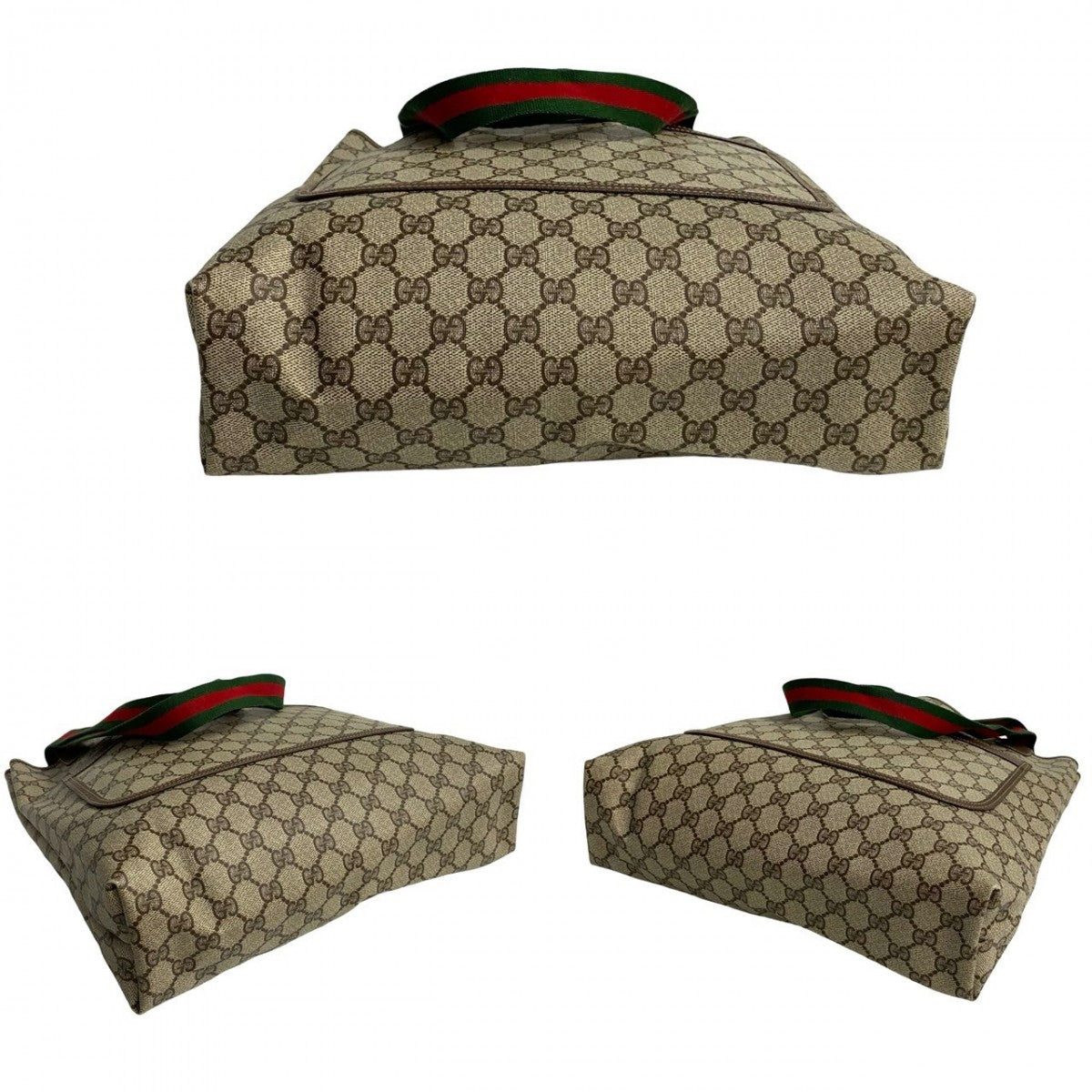 GUCCI Tote Bag Leather, PVC Red GG logo Metal Sherry line Old Gucci Women Used
