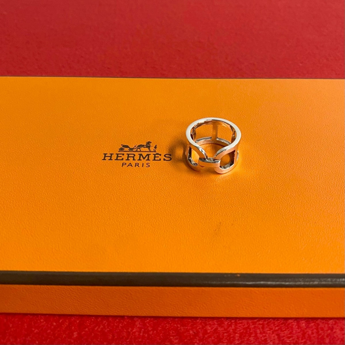 HERMES Ring Silver925 Silver Eva - Chene Dunkle 48