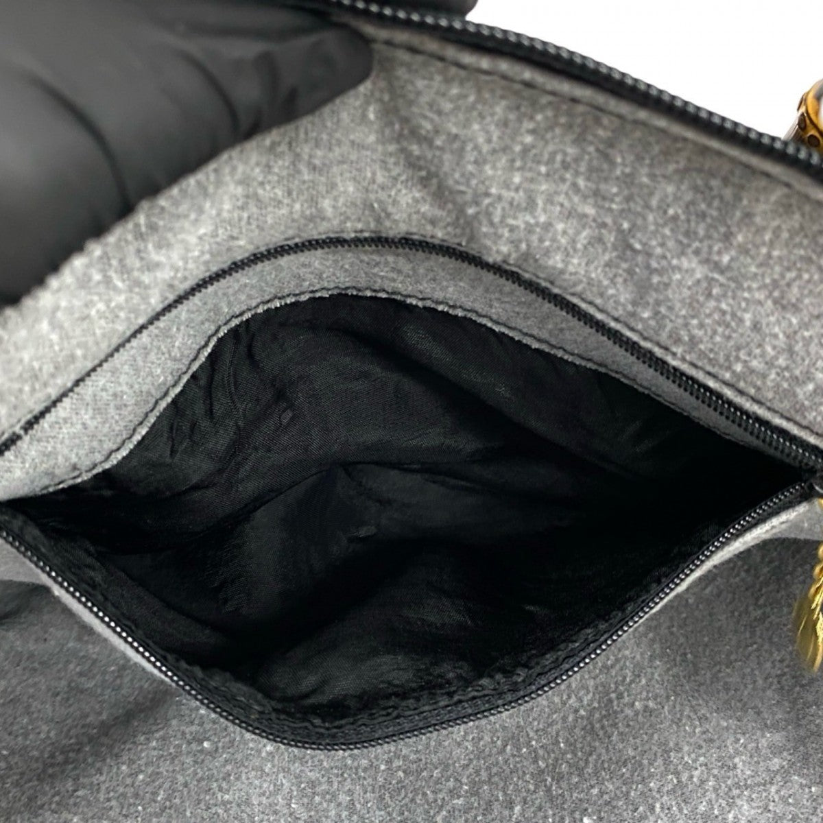 GUCCI Shoulder Bag leather black Bamboo