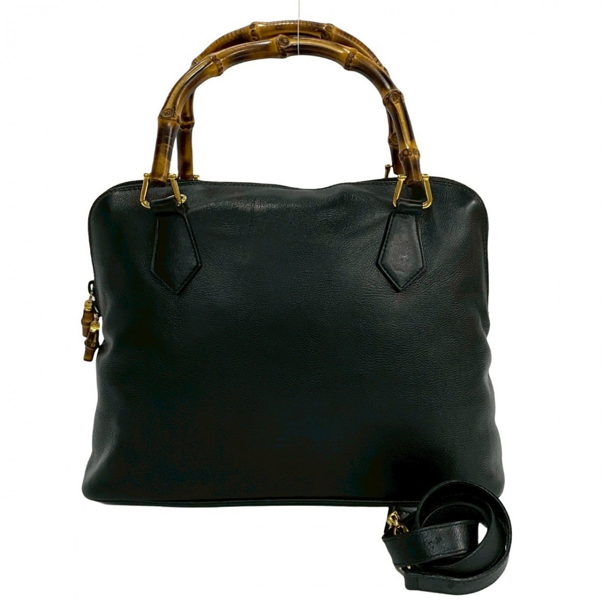 GUCCI Shoulder Bag leather black Bamboo