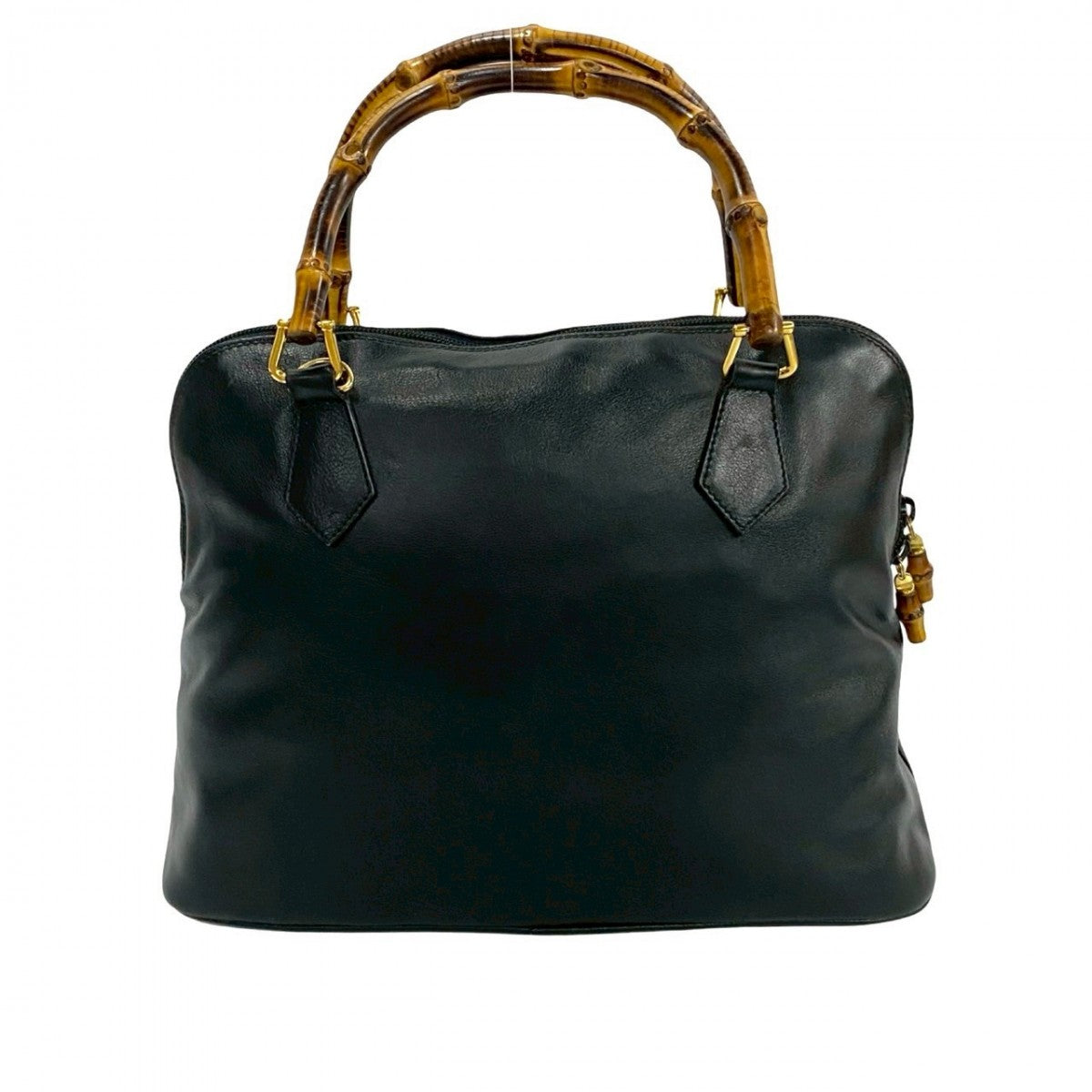 GUCCI Shoulder Bag leather black Bamboo