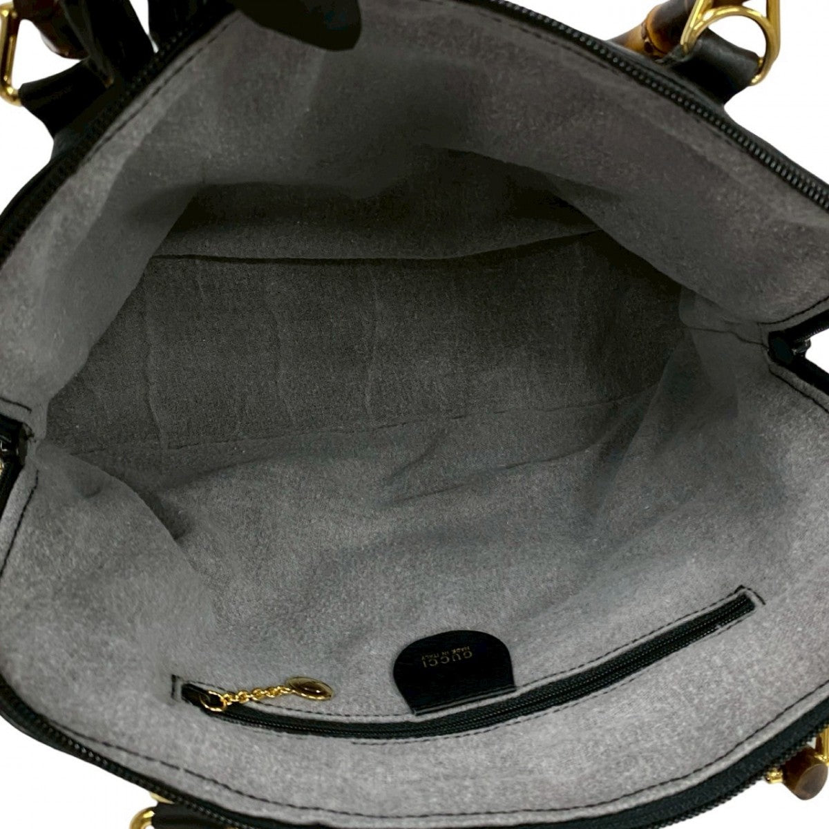 GUCCI Shoulder Bag leather black Bamboo