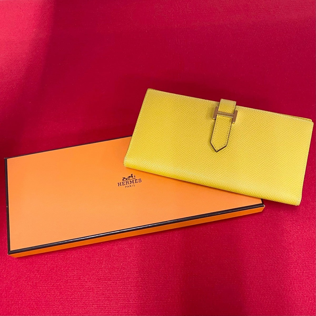 HERMES Long Wallet Purse Epsom yellow Beansufla