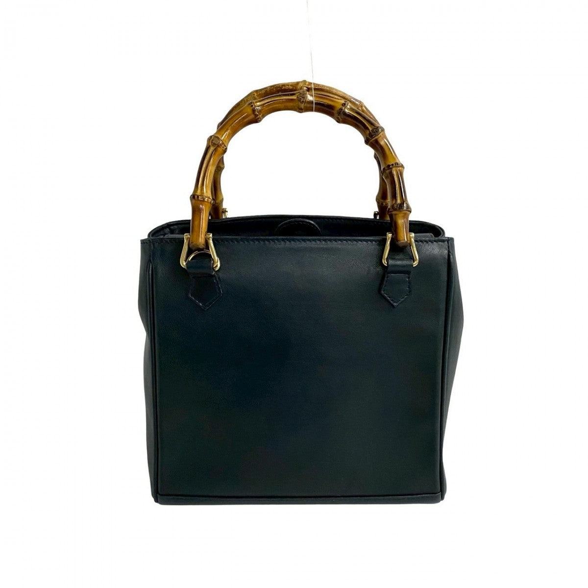 GUCCI Handbag leather Navy Bamboo