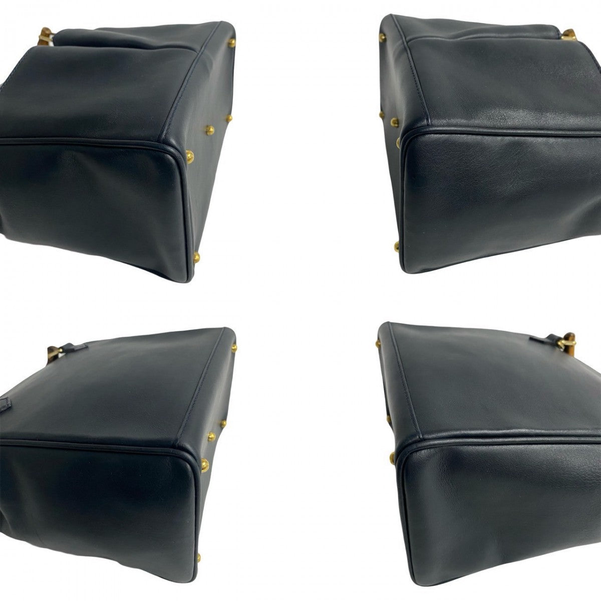 GUCCI Handbag leather Navy Bamboo