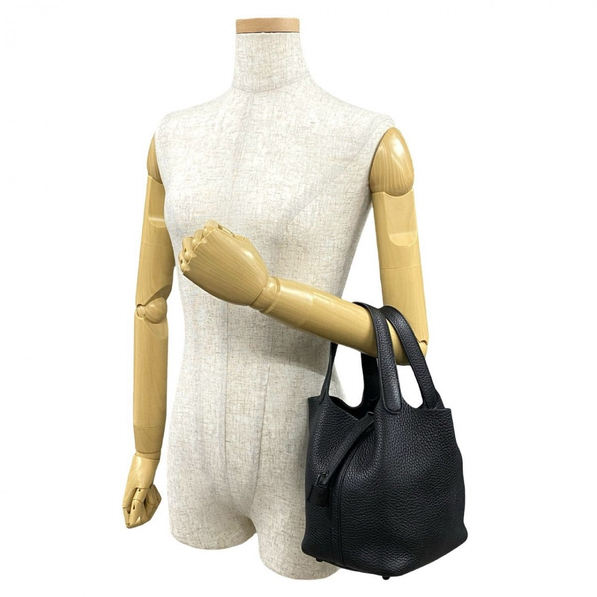 HERMES Handbag Taurillon Clemence black Picotin Lock Monochrome PM