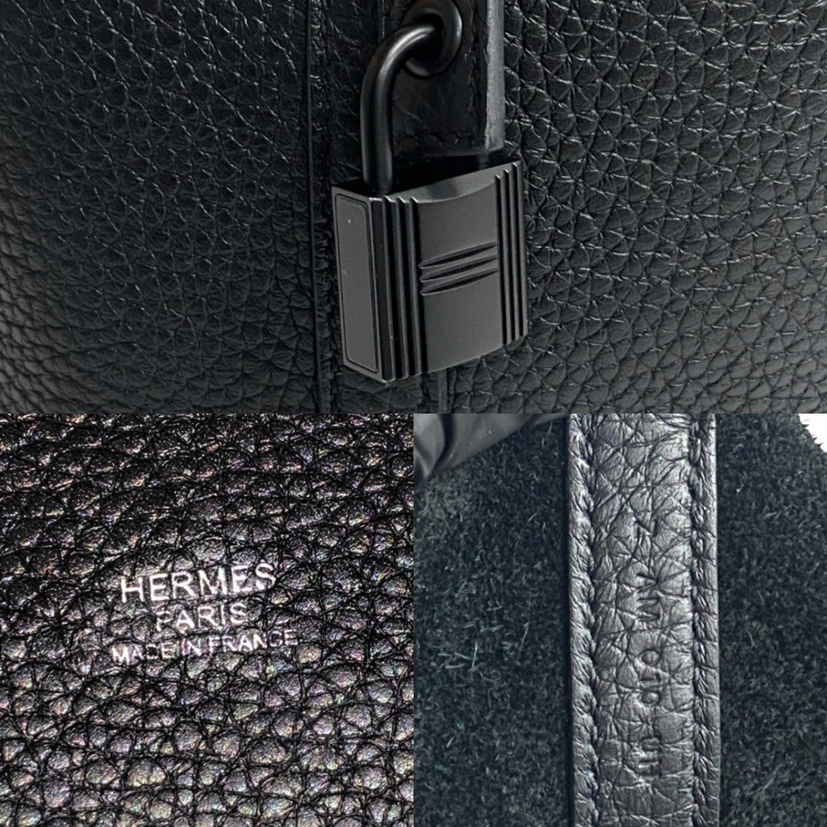 HERMES Handbag Taurillon Clemence black Picotin Lock Monochrome PM
