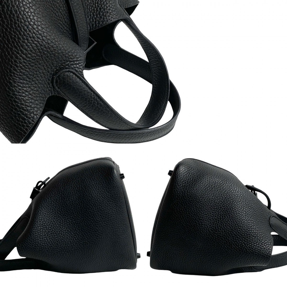 HERMES Handbag Taurillon Clemence black Picotin Lock Monochrome PM