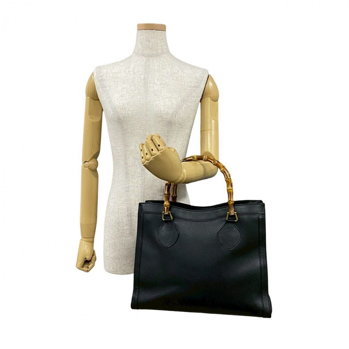 GUCCI Handbag leather black Bamboo