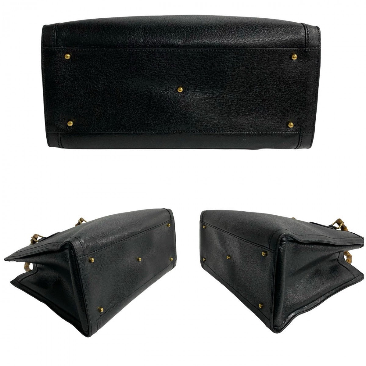 GUCCI Handbag leather black Bamboo