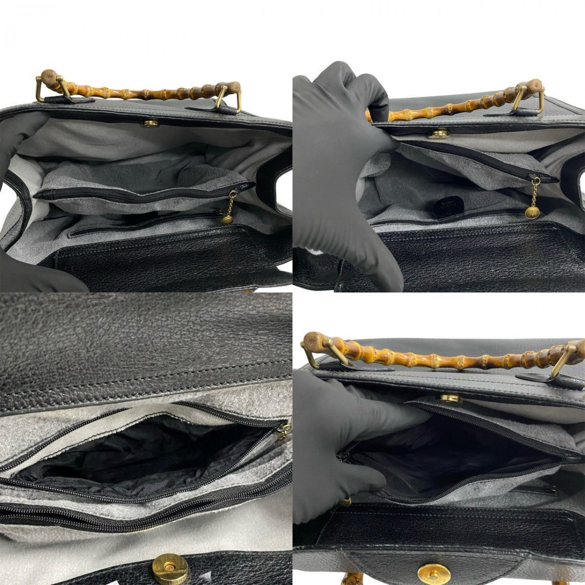 GUCCI Handbag leather black Bamboo