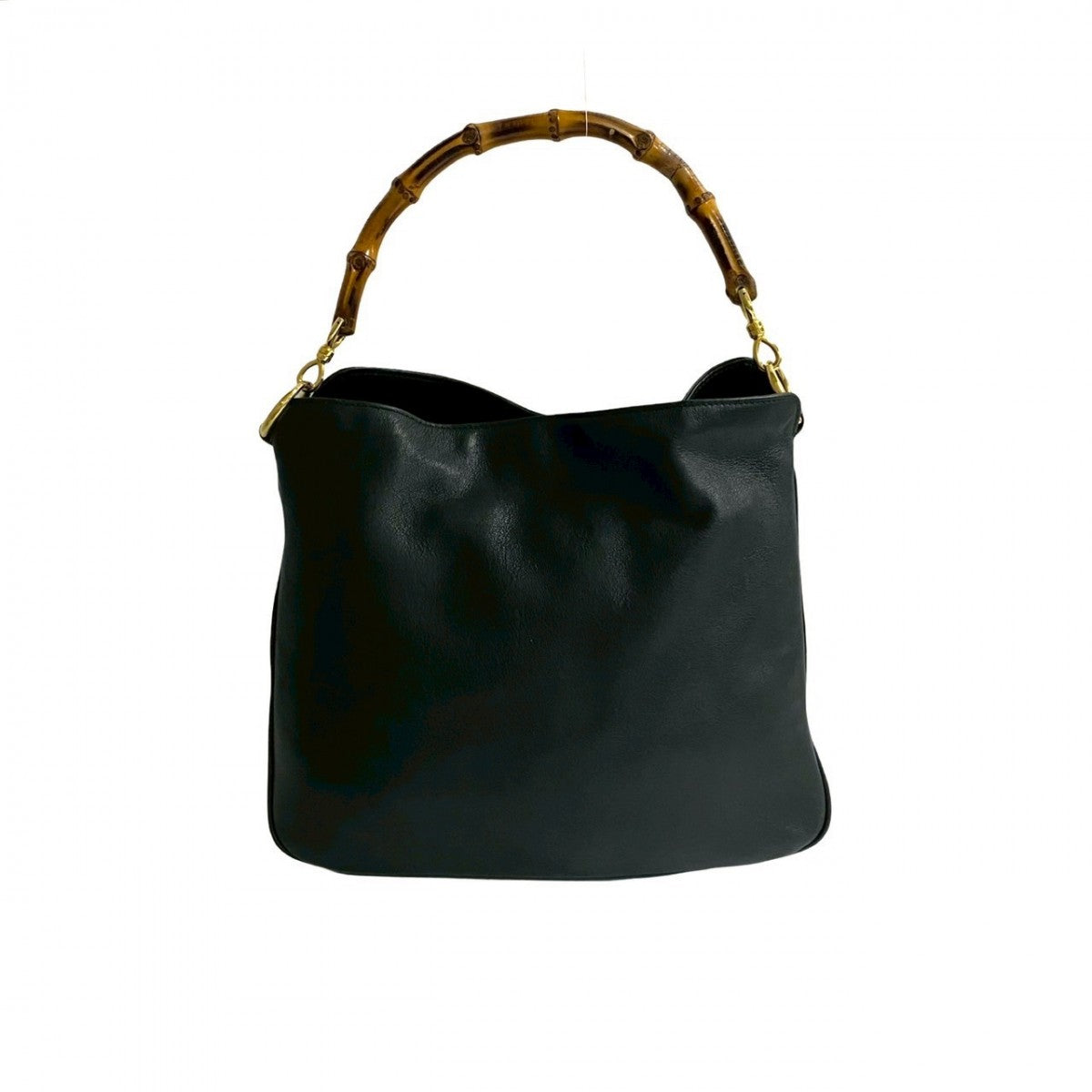 GUCCI Shoulder Bag leather black Bamboo