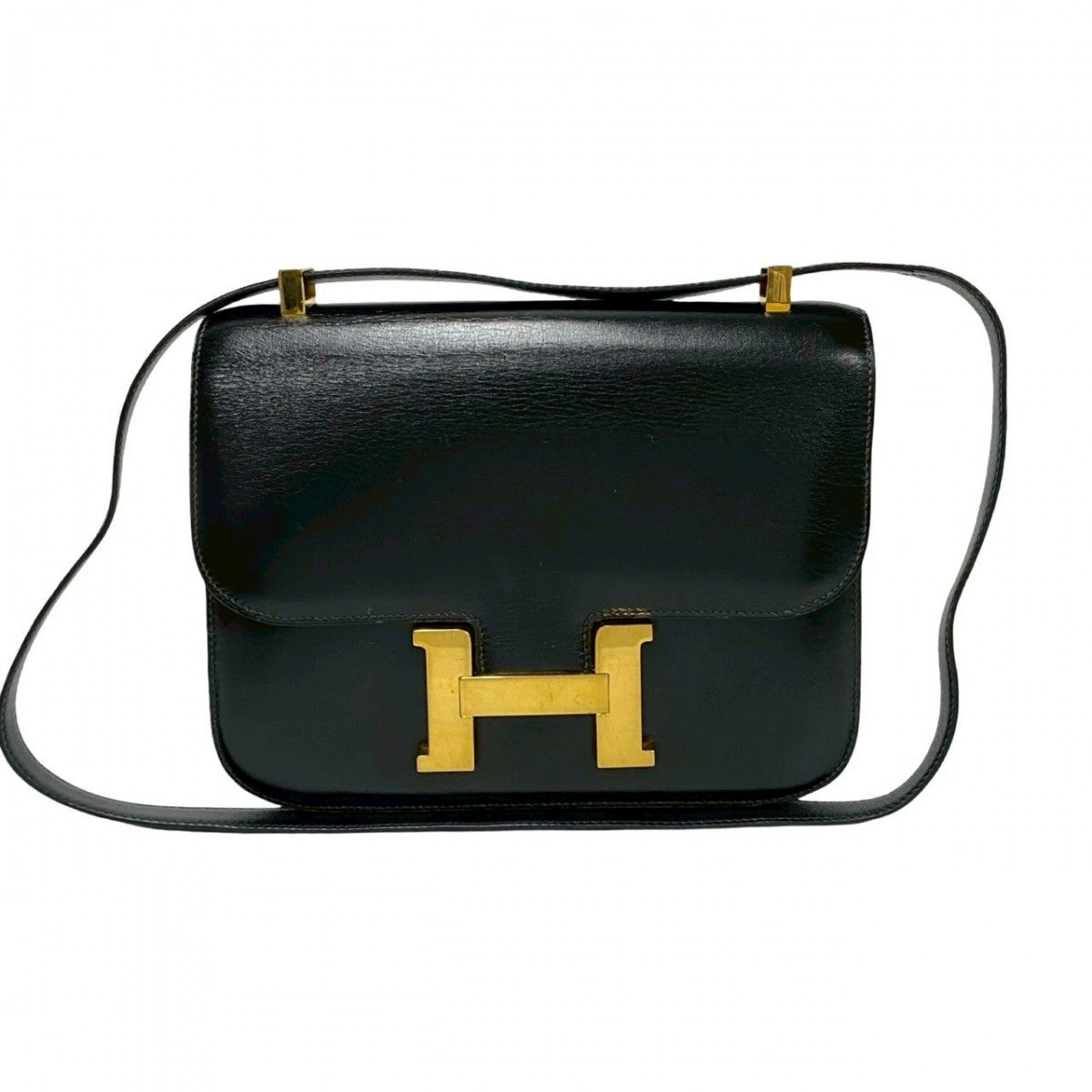 HERMES Shoulder Bag Box scarf black Constance