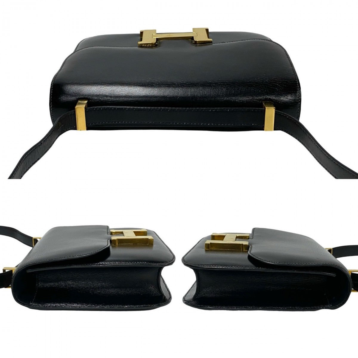 HERMES Shoulder Bag Box scarf black Constance