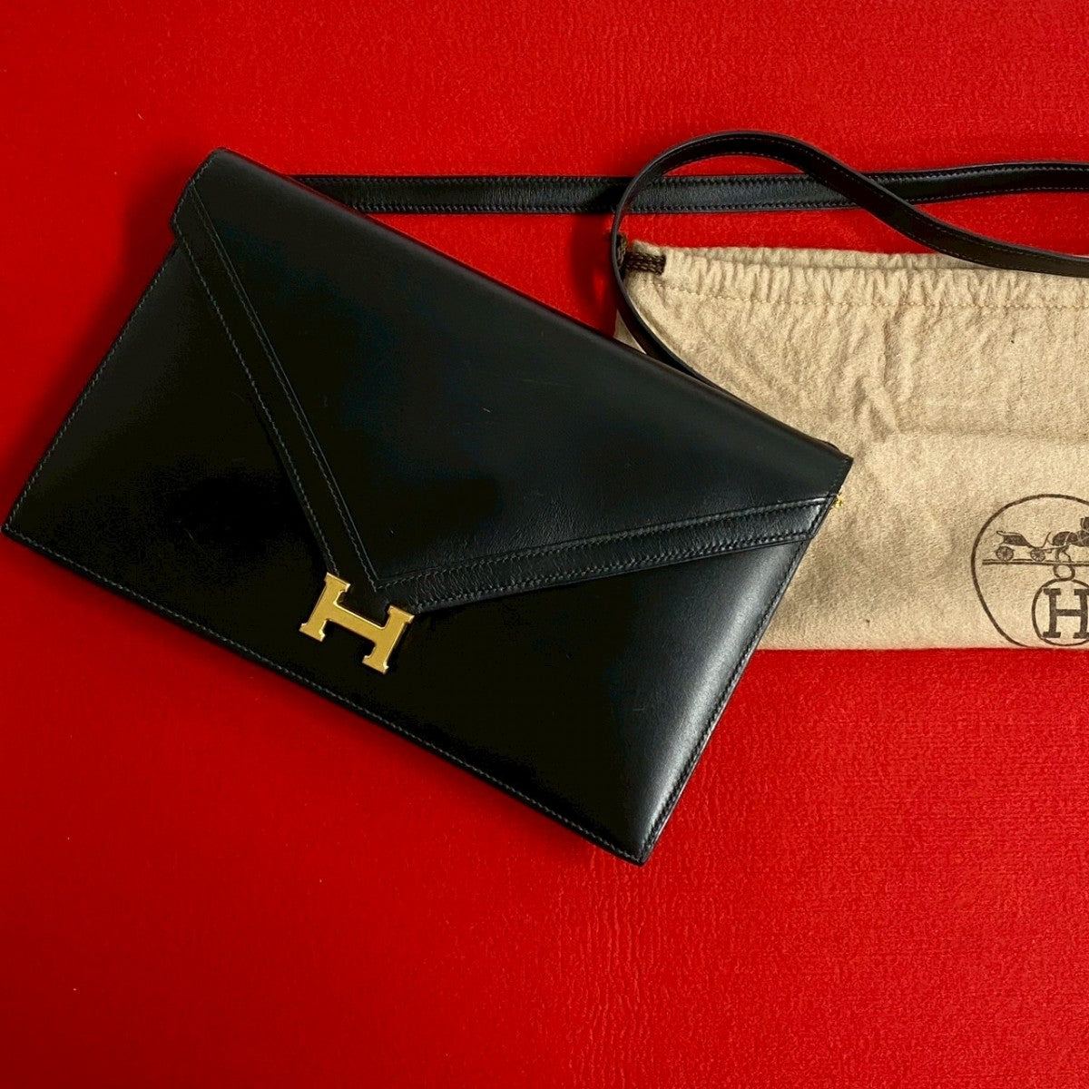 HERMES Shoulder Bag Box scarf black Lidi