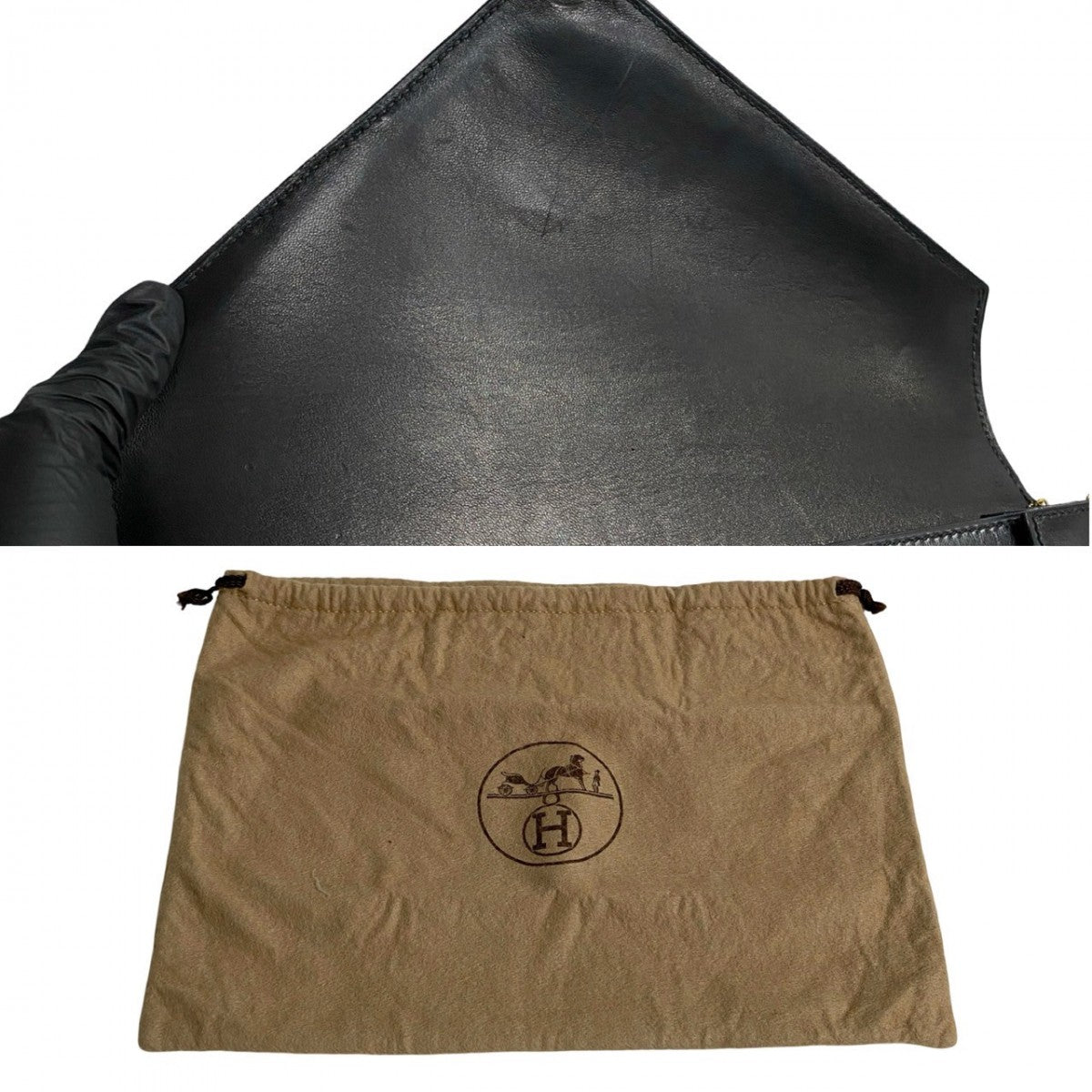 HERMES Shoulder Bag Box scarf black Lidi