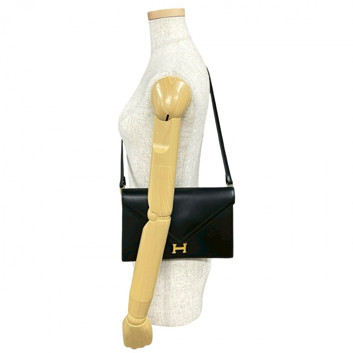 HERMES Shoulder Bag Box scarf black Lidi