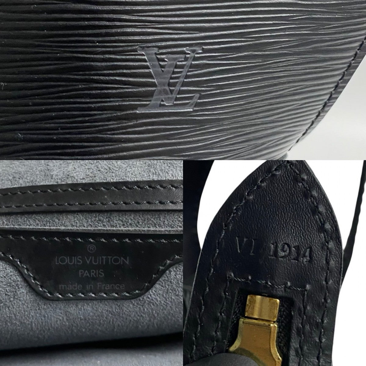 LOUIS VUITTON Handbag leather black Epi Sun jack