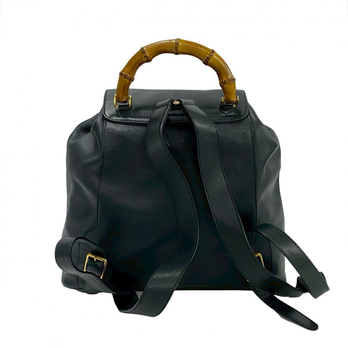 GUCCI Backpack leather Navy Bamboo