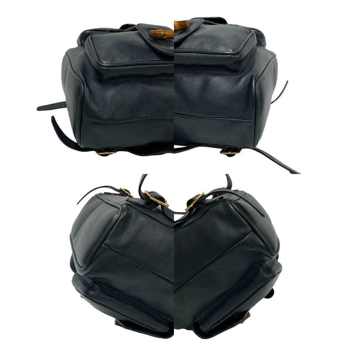 GUCCI Backpack leather Navy Bamboo