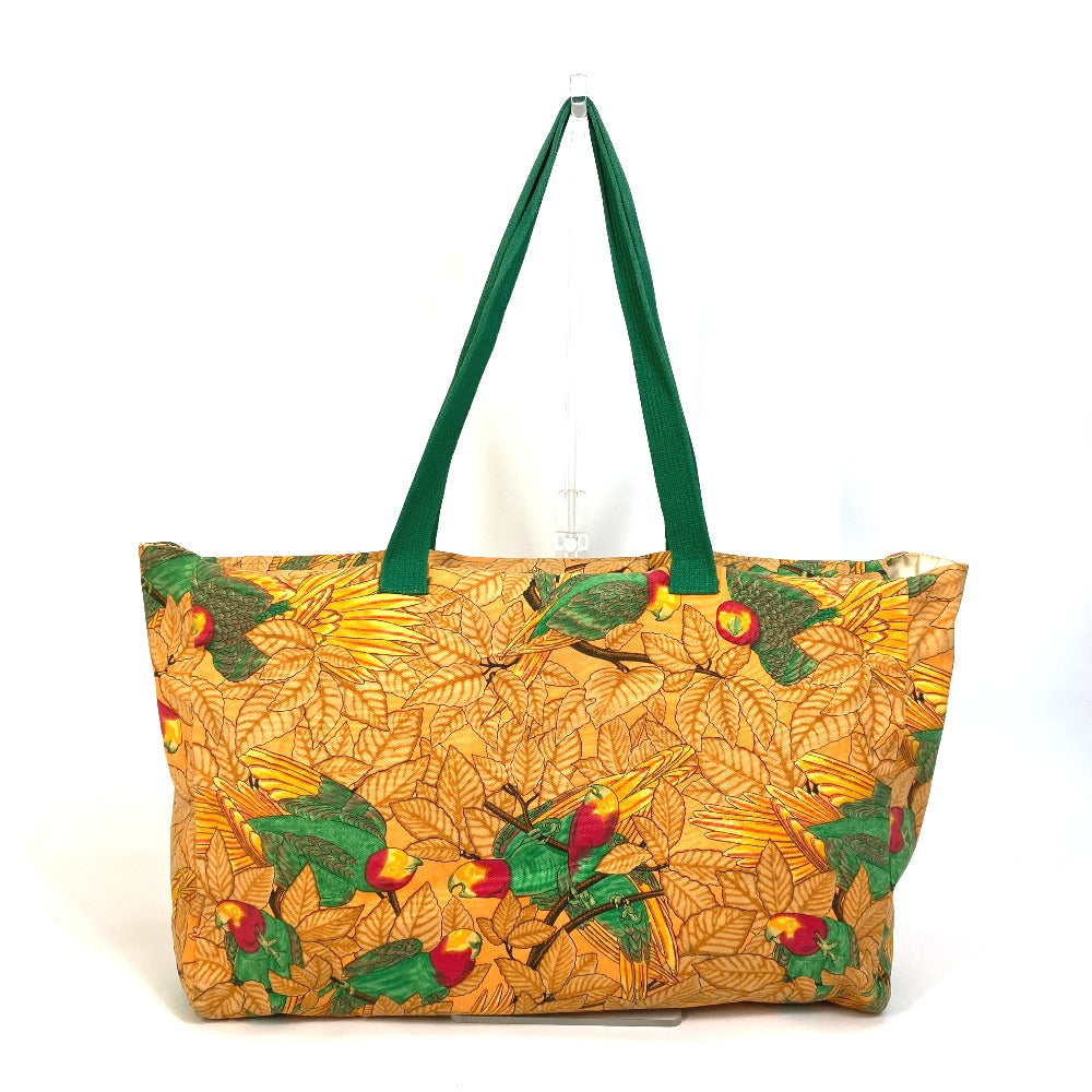 HERMES Tote Bag canvas Orange Shoulder Bag Shoulder Bag bird pattern Women Used