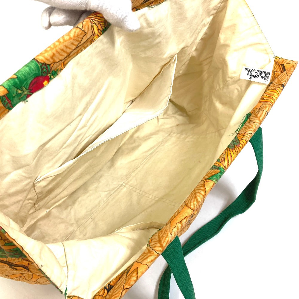 HERMES Tote Bag canvas Orange Shoulder Bag Shoulder Bag bird pattern Women Used