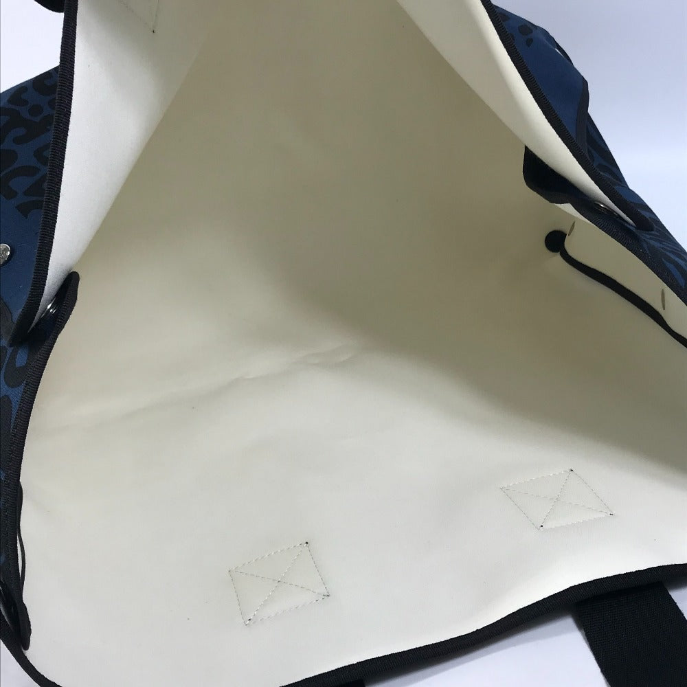 HERMES Tote Bag canvas Navy Shoulder Bag Shoulder Bag Leopard leopard leopard
