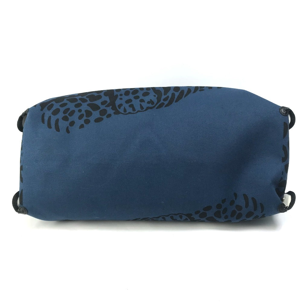 HERMES Tote Bag canvas Navy Shoulder Bag Shoulder Bag Leopard leopard leopard
