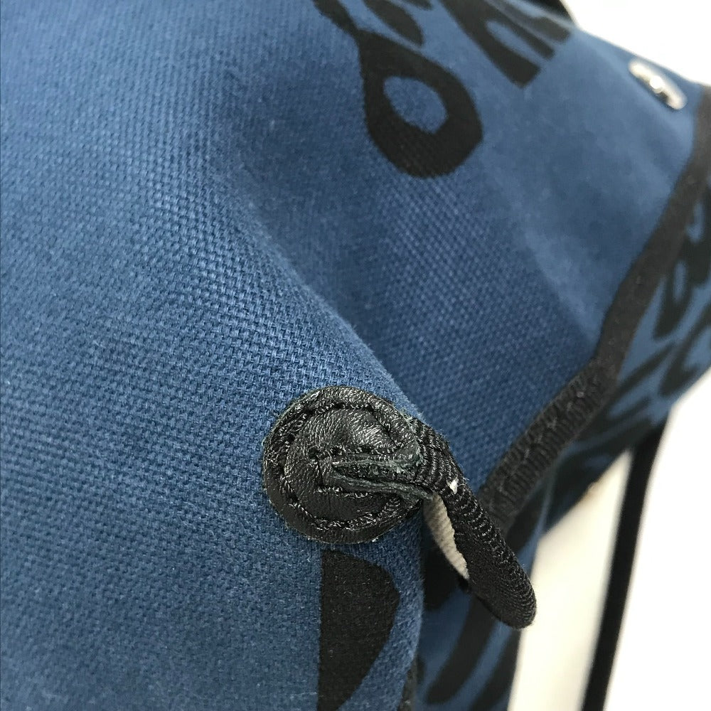HERMES Tote Bag canvas Navy Shoulder Bag Shoulder Bag Leopard leopard leopard