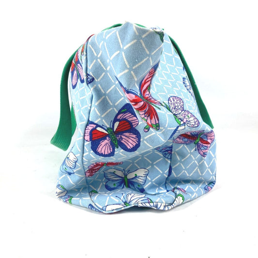 HERMES Tote Bag canvas blue vintage butterfly
