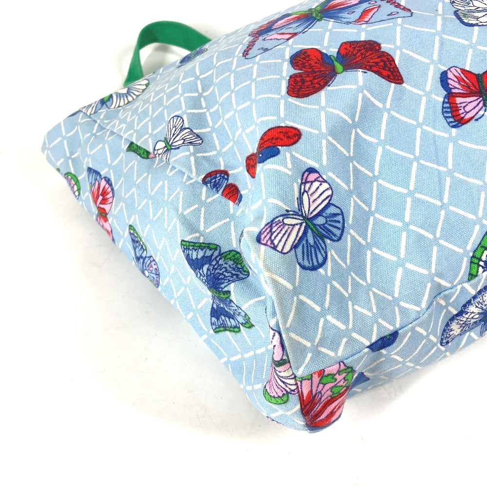 HERMES Tote Bag canvas blue vintage butterfly