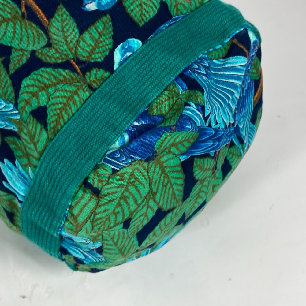 HERMES Shoulder Bag canvas green Bird pattern