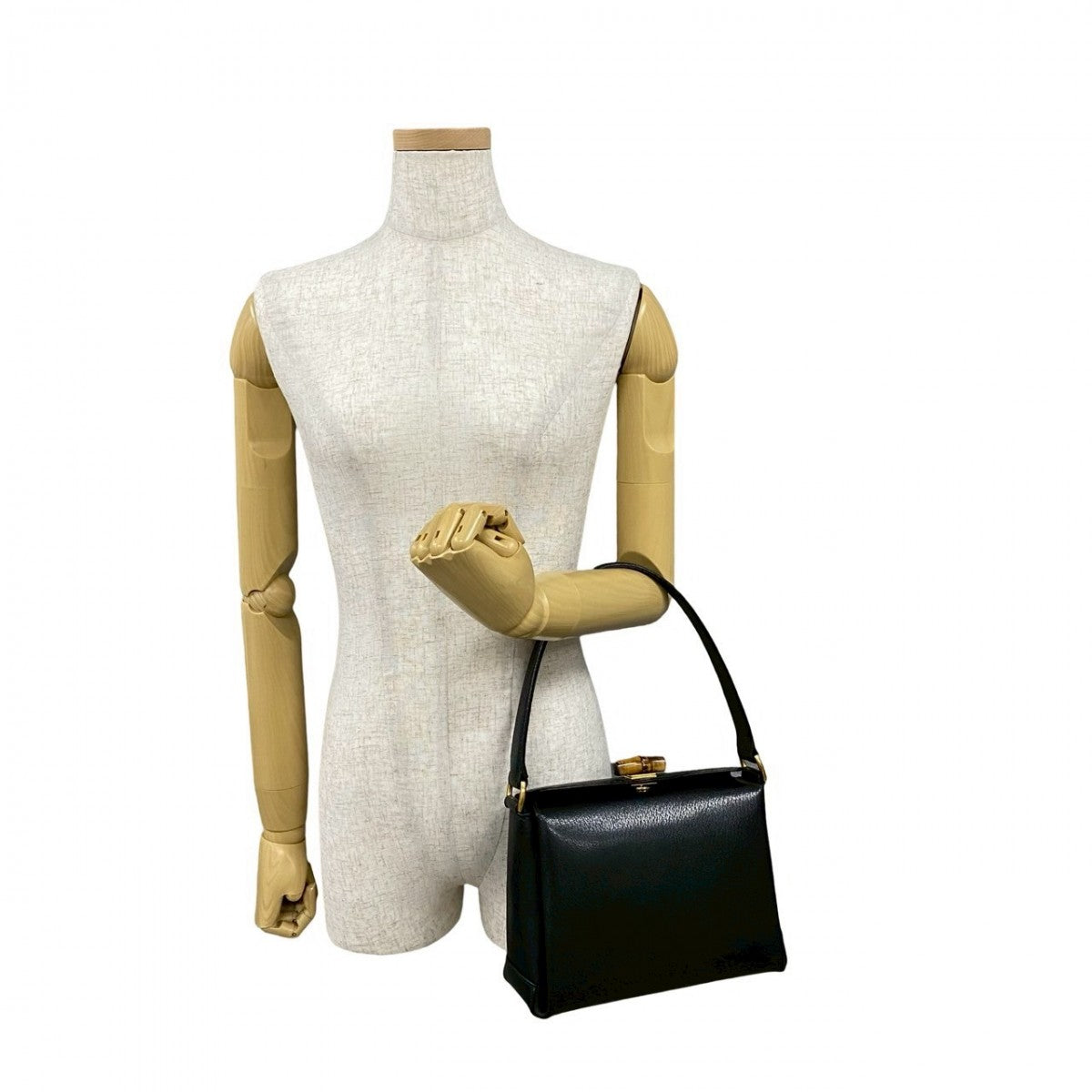 GUCCI Handbag leather black Bamboo