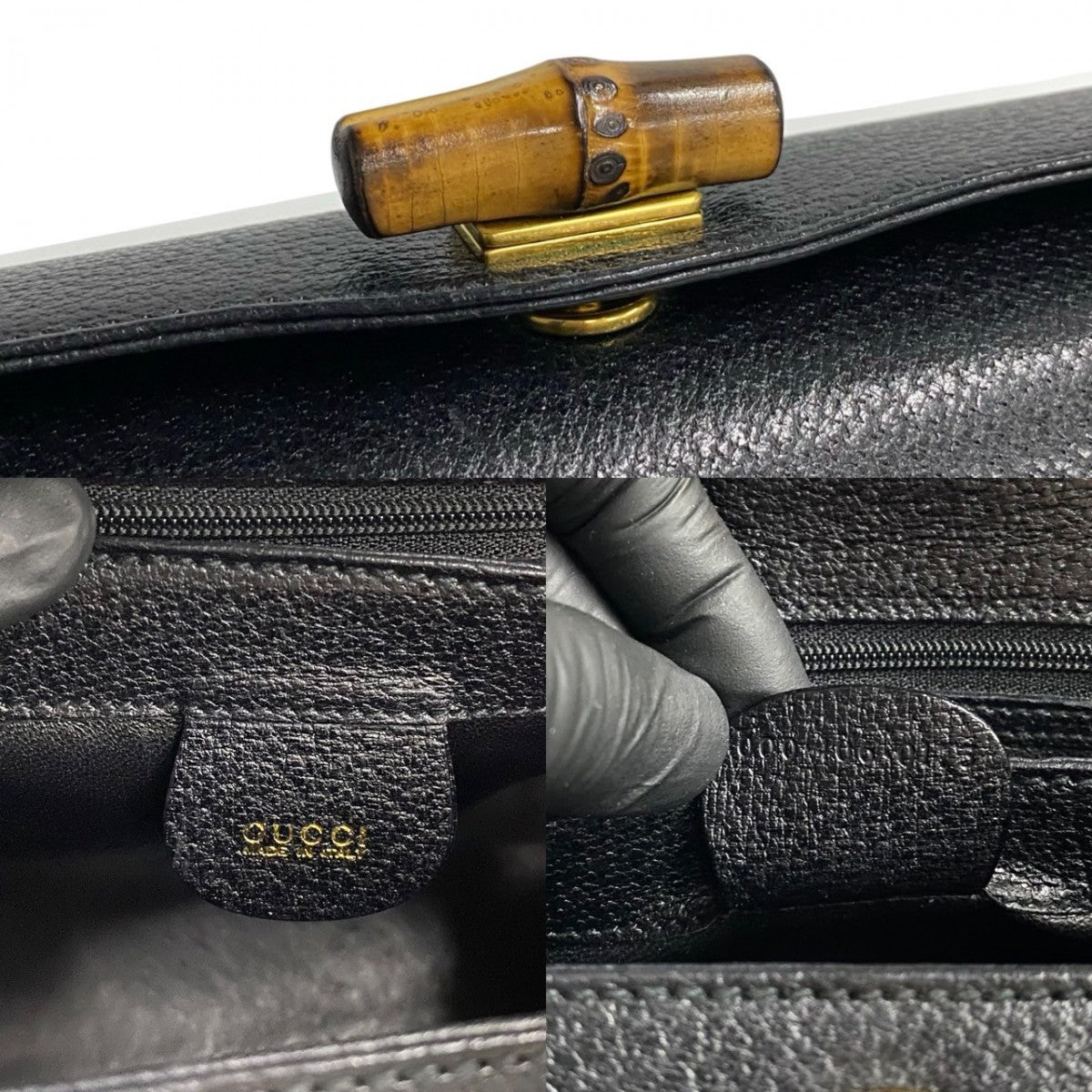 GUCCI Handbag leather black Bamboo