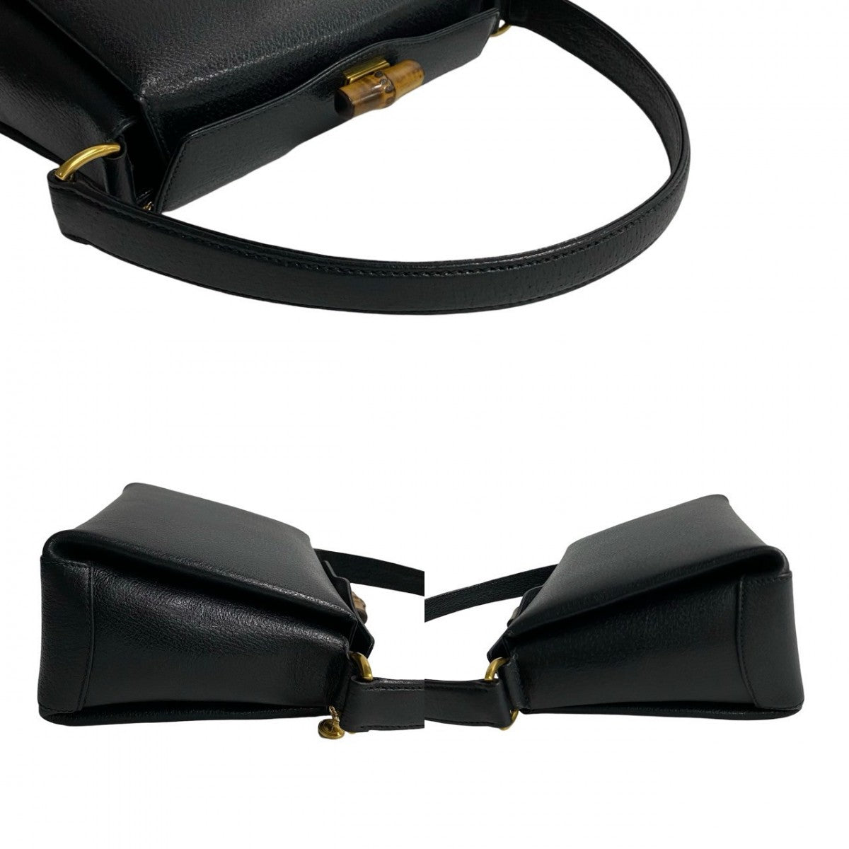 GUCCI Handbag leather black Bamboo