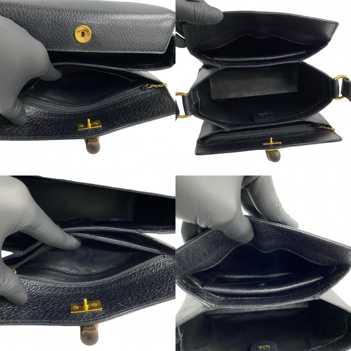 GUCCI Handbag leather black Bamboo