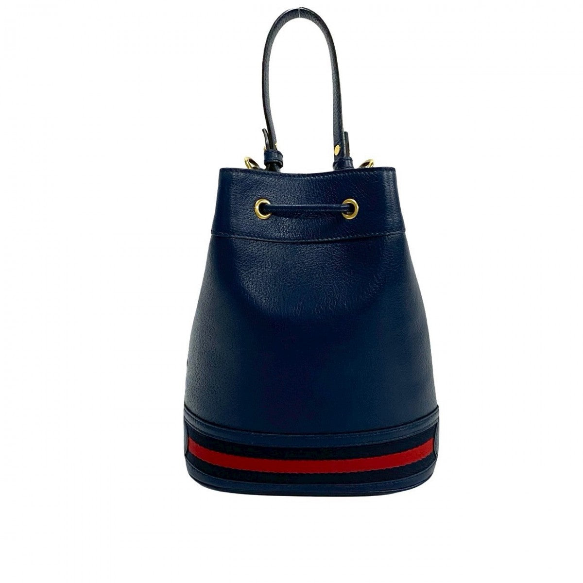 GUCCI Shoulder Bag leather Navy Off Deer Small Bucket Bag