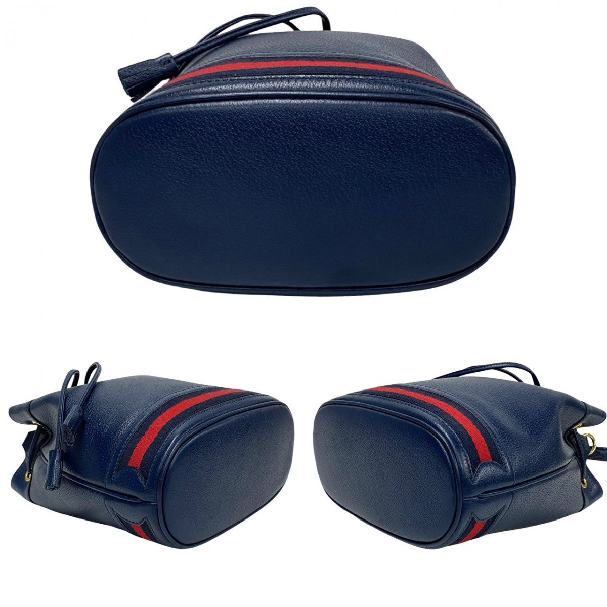 GUCCI Shoulder Bag leather Navy Off Deer Small Bucket Bag
