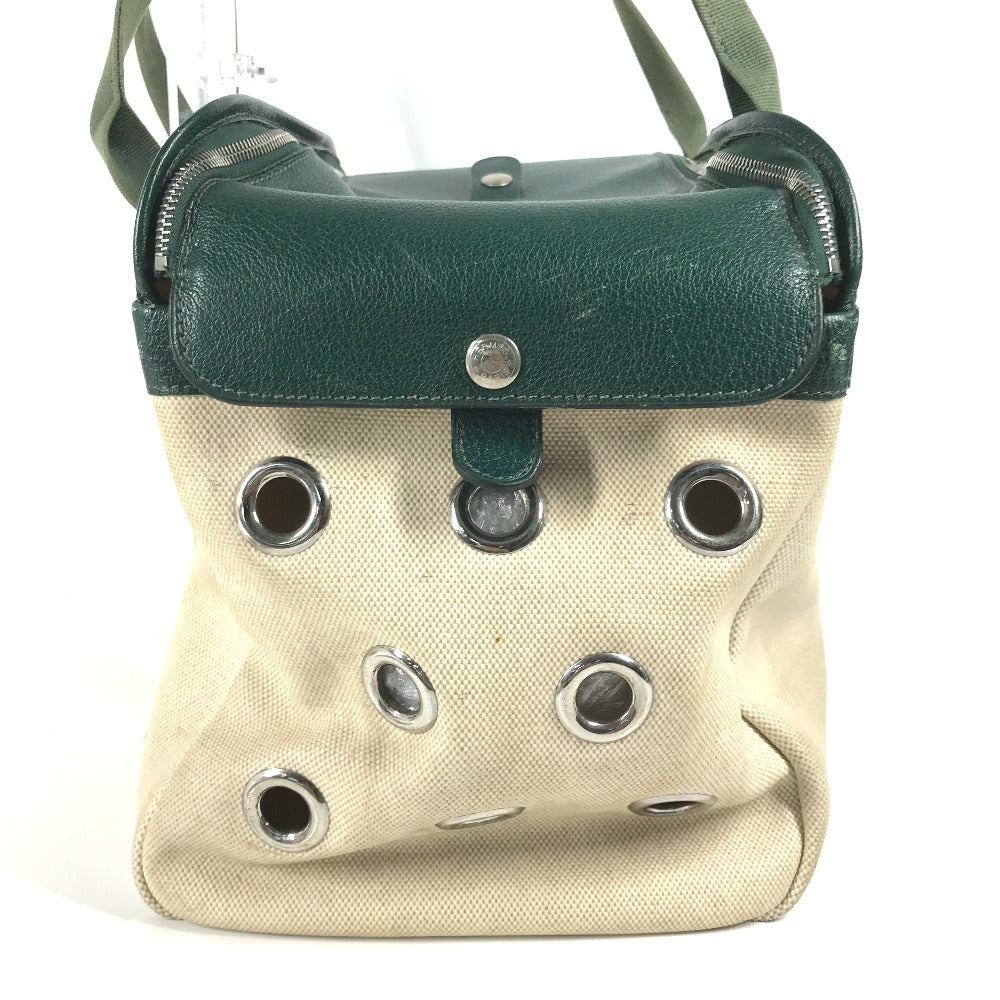 HERMES Shoulder Bag Leather , Leather/Coated Canvas beige Dog Dog Bag Sac de Transport pour Chien unisex(Unisex) Used