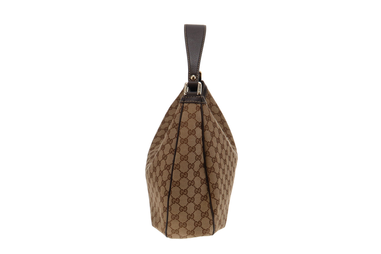 Gucci GG Canvas Hobo Large With Brown Leather Trims