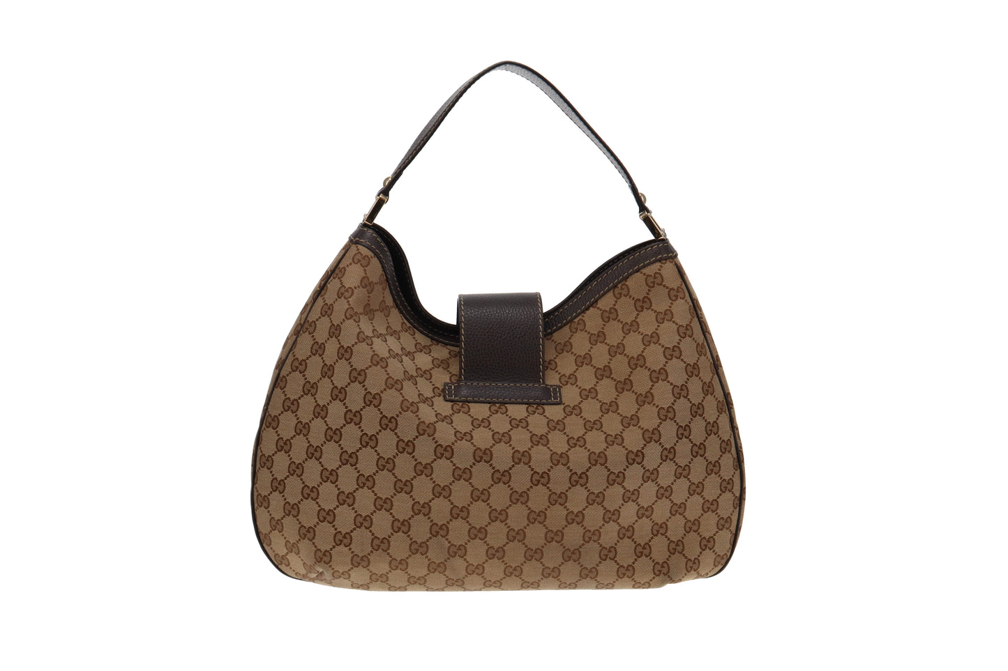 Gucci GG Canvas Hobo Large With Brown Leather Trims