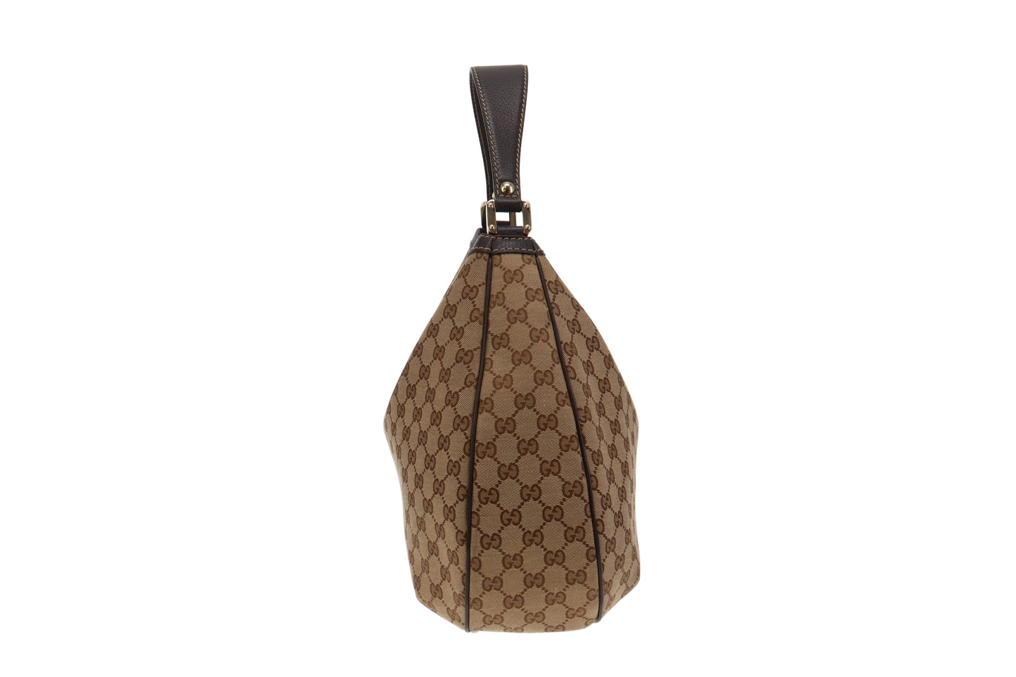 Gucci GG Canvas Hobo Large With Brown Leather Trims