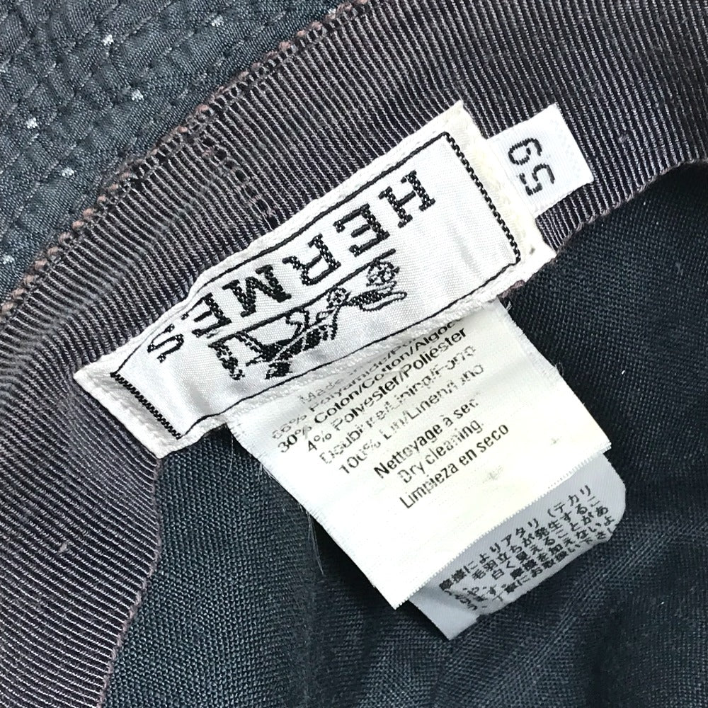 HERMES hat canvas gray quilting Dot Pattern unisex(Unisex) 59 Used