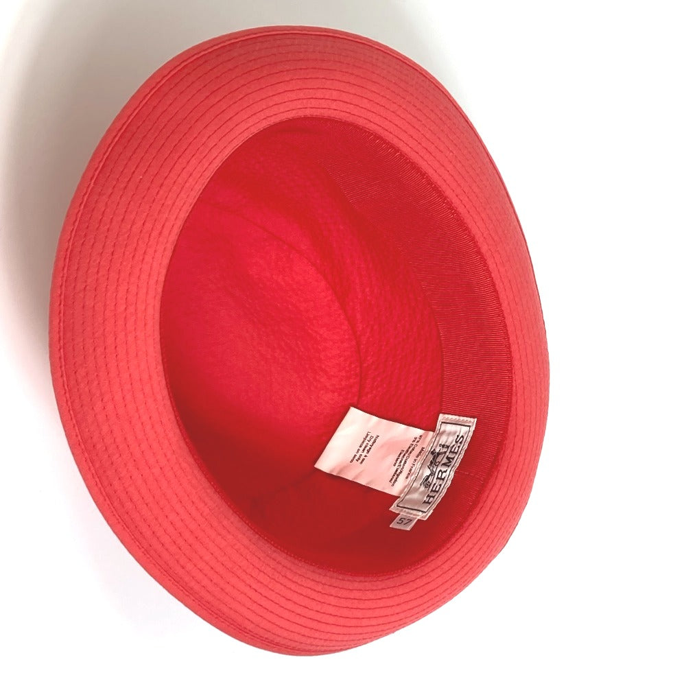 HERMES hat cotton Red Panama unisex(Unisex) 57 Used