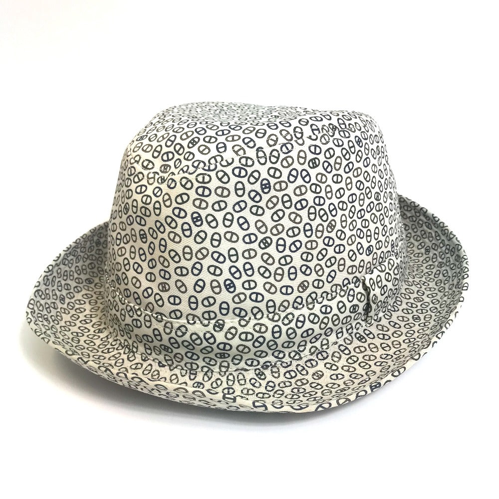 HERMES hat cotton white Hat Chene Dunkle unisex(Unisex) 57 Used