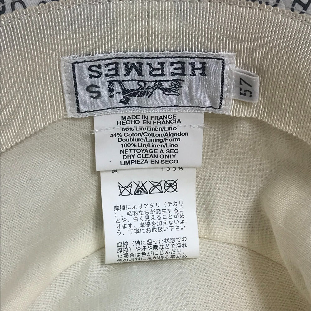 HERMES hat cotton white Hat Chene Dunkle unisex(Unisex) 57 Used