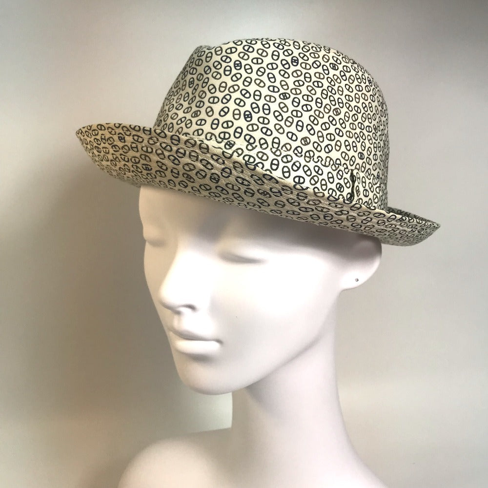 HERMES hat cotton white Hat Chene Dunkle unisex(Unisex) 57 Used