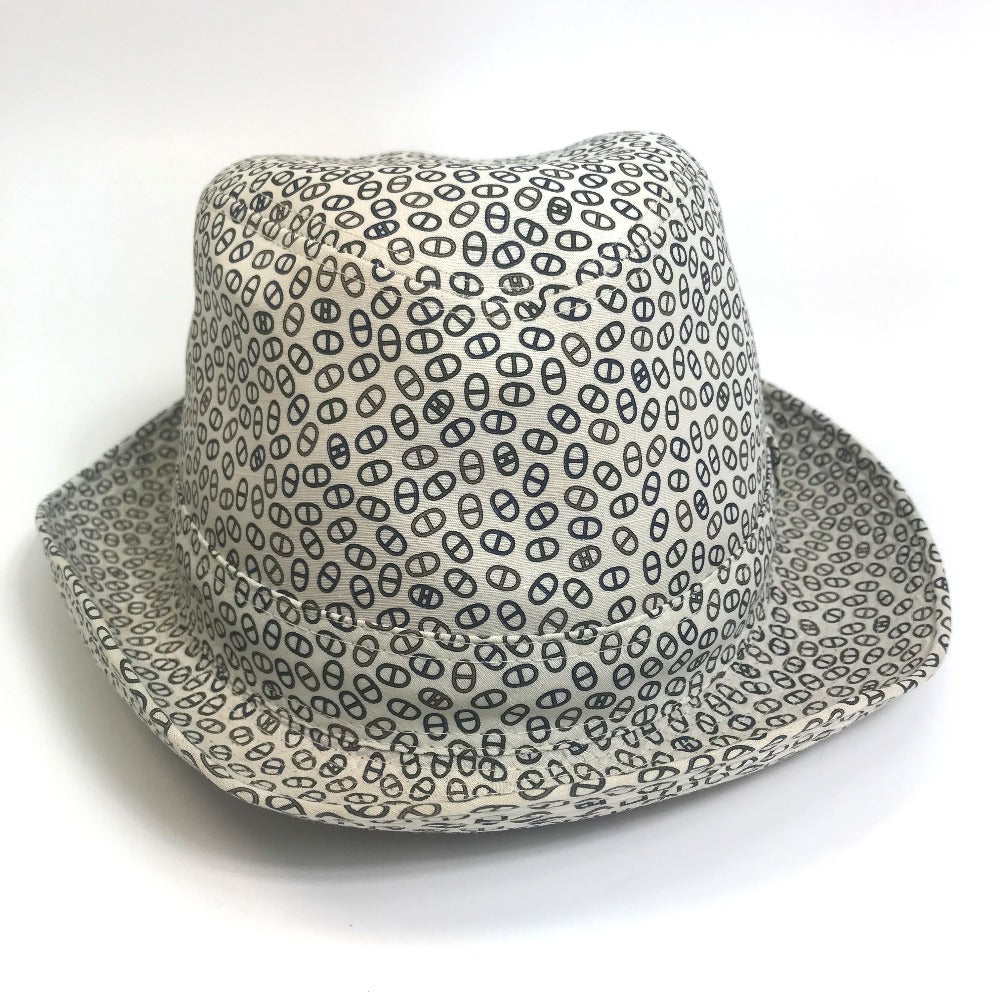 HERMES hat cotton white Hat Chene Dunkle unisex(Unisex) 57 Used