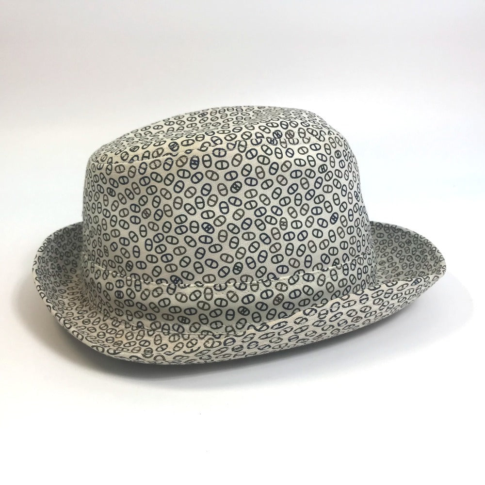 HERMES hat cotton white Hat Chene Dunkle unisex(Unisex) 57 Used