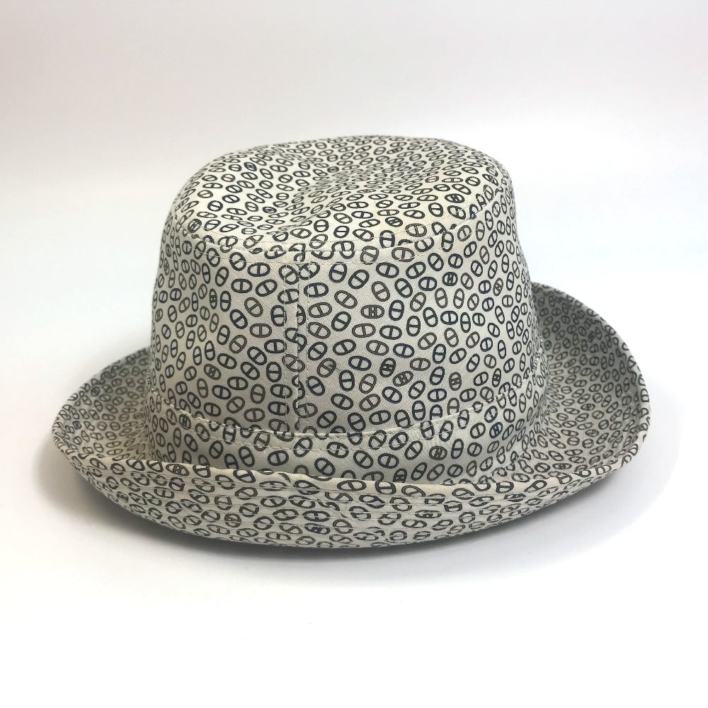 HERMES hat cotton white Hat Chene Dunkle unisex(Unisex) 57 Used